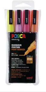 Маркер POSCA UNI PC-3M Glitter набор, 4 цвета, средний пулевидный наконечник (PC-3M)
