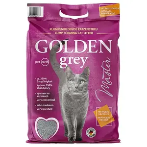 Clumping cat litter Golden Grey Master bentonite 7 kg — dust-free, odor elimination, non-sticking