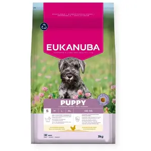 Сухой корм для щенков EUKANUBA Puppy Small, с курицей, 3 кг — для мелких пород 2–4,9 кг, 33% белка, 21% жира