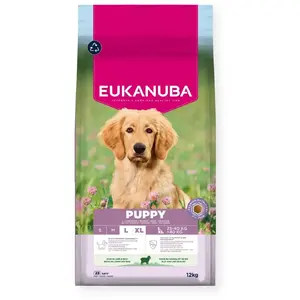 Sausais barības maisījums kucēniem EUKANUBA Puppy Large Lamb 12 kg — lielām šķirnēm, 26% olbaltumvielu, 14% tauku