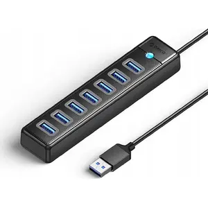 USB hub ORICO 7 porti USB‑A 3.0 ar 1 m kabeli, melns