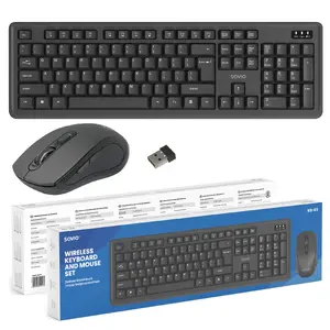 Wired USB keyboard and mouse set SAVIO KB-03 — Full-size QWERTY US English, Black, optical mouse 1200 DPI