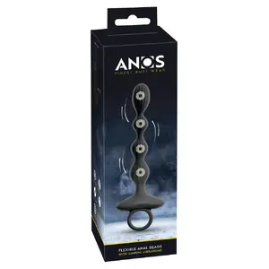 Анальная вибропрология ANOS Flexible Anal Beads — силикон, перезаряжаемая, общая длина 21.1 см, длина введения 15.8 см, макс Ø 2.6 см
