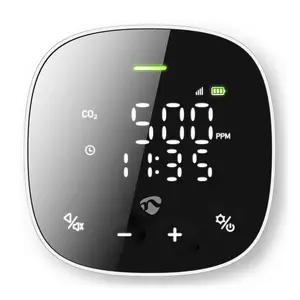 Датчик качества воздуха Nedis SmartLife WIFISA20CBK — измерение CO2, пластик, черный/белый