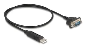 DELOCK USB RS-232 адаптер USB 2.0 — D-Sub 9 штекер с гайками, USB Type-A на RS-232, 0,5 м, чёрный
