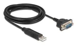 DELOCK USB-RS232 адаптер USB 2.0 — D-Sub 9 шт. с гайками, USB Type-A на RS-232, 1,8 м, черный