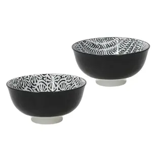 Ceramic Chakra Bowls by Tognana IT64P40841A5865 12 cm Set of 6 Black and White