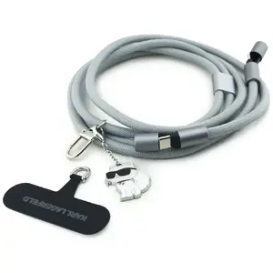 USB-C kabelis ar aukliņu Karl Lagerfeld KLCCUCNMSCKIG Black – USB-C kabelis ar integrētu aukliņu