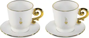 Cappuccino set BIALETTI PGOLD004 — Pure Gold, 2 cups with saucers