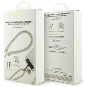 Кабель USB-C—USB-C GUESS CBDY 4G Charm 150 см, бежевый