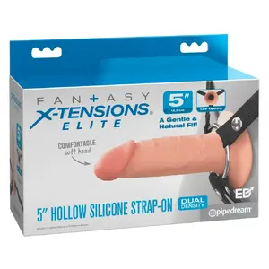 Strap-on Fantasy X-Tensions Elite FXTE 5" Hollow Silicone Sleeve with Adjustable Harness — Dual Density, 14 cm