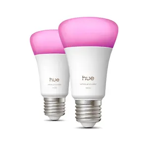 Philips Hue White and colour ambience A60 smart bulb E27 1100 lm 8.1 W Bluetooth and Zigbee 2-pack