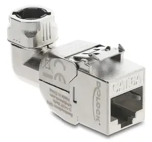 DELOCK Keystone modulis RJ45 ligzda uz LSA Cat.6A ar metāla aizslēgu bez instrumentiem 90° ekrānots