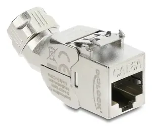 DELOCK Keystone modulis RJ45 ligzda uz LSA Cat.6A bez instrumentiem 45° leņķis ar metāla aizslēgu, ekranēts