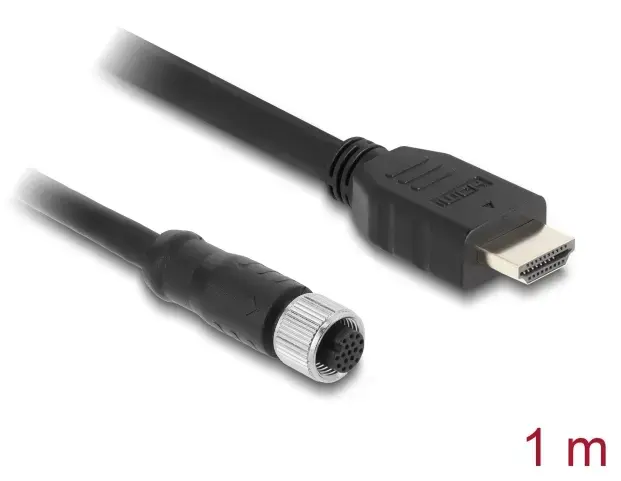 DELOCK M12 A-kodēts 17 kontaktu uz HDMI kabelis 1 m Photo 2