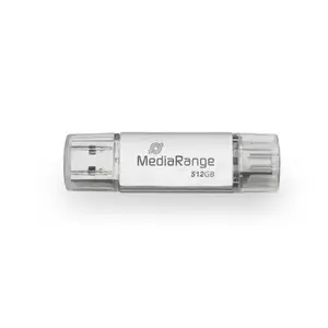 MediaRange MR940-1 USB Flash Drive 512 GB, USB Type-A and USB Type-C, 3.2 Gen 1, Silver
