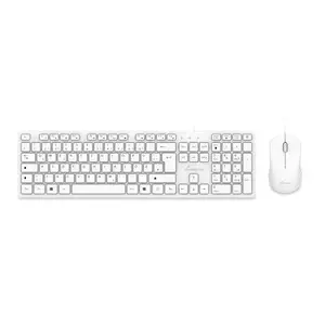 Wired USB Full-size Keyboard with Mouse MediaRange MROS276 — QWERTZ German layout, White, 1.5 m cable