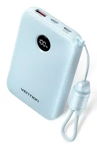 Power bank Vention 10000mAh 22.5W — 2× USB‑C, 1× USB‑A, blue
