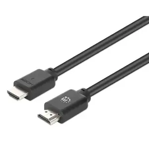 HDMI Cable MANHATTAN 356695 — High Speed 4K@60Hz with Ethernet, 10 m, Gold-plated HDMI Type A Male-to-Male, 18 Gbit/s, ARC, Black