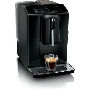 Espresso machine Bosch TIE20109 — fully automatic, 1.4 L water tank, ceramic grinder, 15 bar, built-in milk frother, LED touch display, black