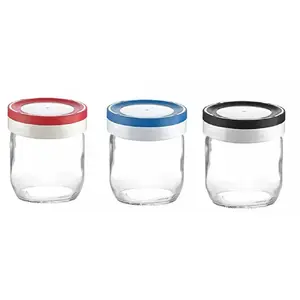 Uzglabāšanas trauks Anitex 425 ml stikla burka ar skrūvējamu vāciņu, dažādas krāsas