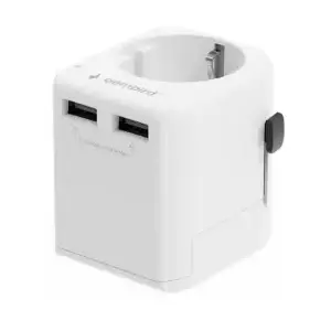 Universal travel adapter GEMBIRD TPA-EU2A12-01-W 12W USB power adapter for international outlets