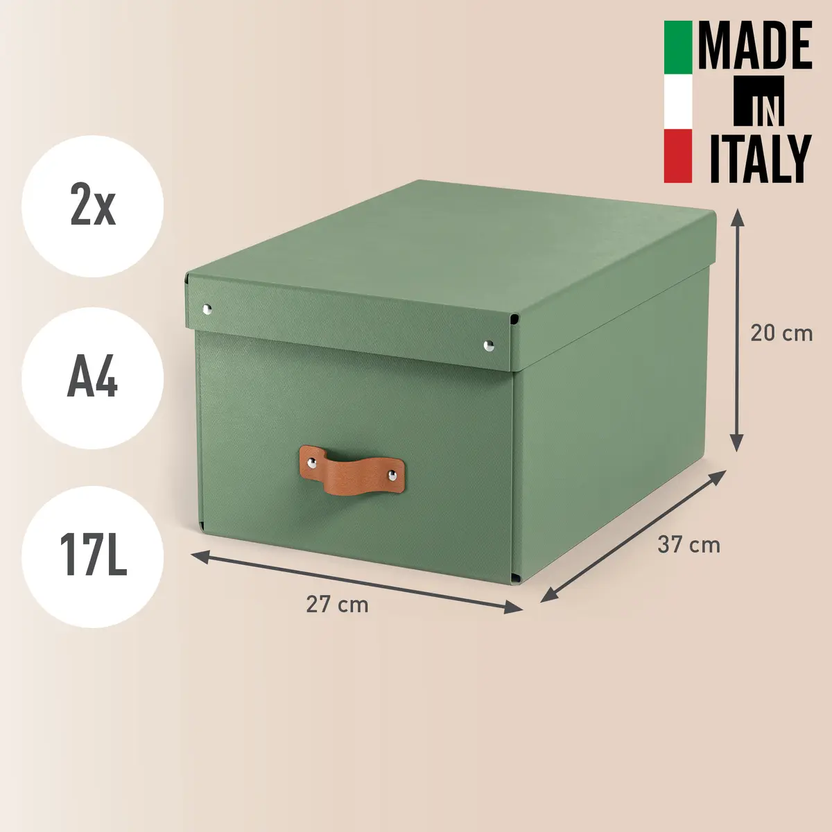 Leitz Puro Medium Storage Box 17L Green 2-Pack Photo 3
