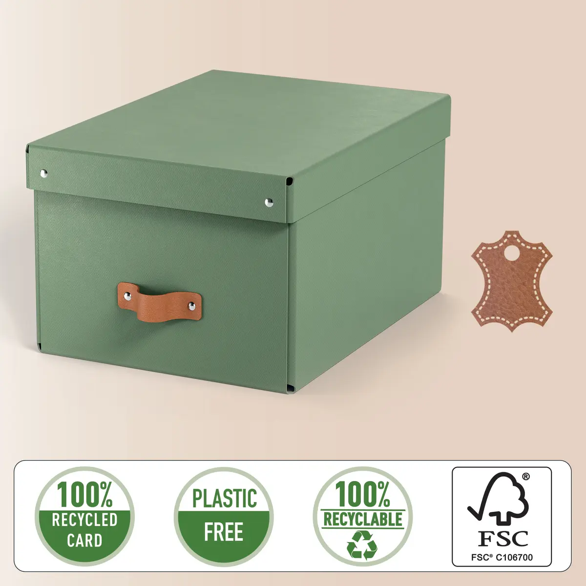 Leitz Puro Medium Storage Box 17L Green 2-Pack Photo 4