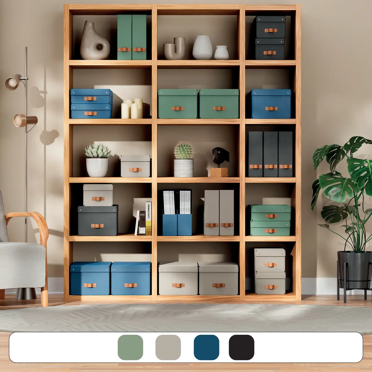 Leitz Puro Medium Storage Box 17L Green 2-Pack Photo 5