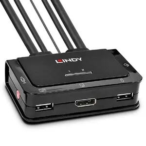 KVM Switch Lindy 2 Port DisplayPort 1.2 USB 2.0 Audio 4K Ultra HD