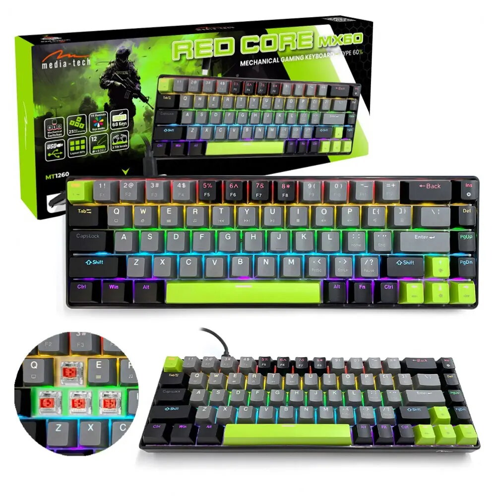 Mehāniskā tastatūra MEDIA-TECH MT1260 Red Core