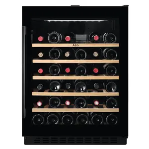 AEG AWS4052B5B Built-in Compressor Wine Cooler with 52 Bottle Capacity, Touch Control, White Interior Light, Temperature Range 5 - 18 °C, and Energy Class G