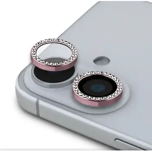 Screen protector GUESS for Apple iPhone 16 / 16 Plus — Fixed glitter pink protective lens