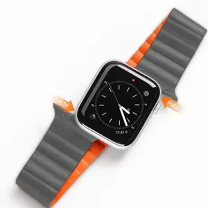 Magnetic Strap dux ducis for Apple Watch 7/6/5/4/3/2/SE 41/40/38mm Grey Orange