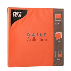 Paper napkins Papstar DAILY COLLECTION 20 pcs 32×32 cm Orange, 1/4 fold, FSC® certified, compostable