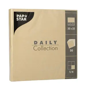Paper napkins Papstar DE1889621 20 pcs 32x32 cm sand color, 1/4 fold, FSC® certified, compostable