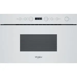 Whirlpool WMN14BW Built-in Grill Microwave with 22 L Capacity 750 W Power LED Display and Button Control White