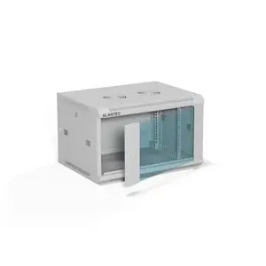 Wall-mounted 19" rack cabinet A-LAN SW-6U-600-450-01-SF 6U 600×450 mm tempered glass door gray