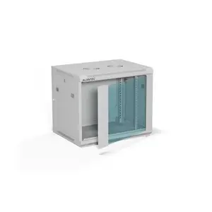 Wall-mounted 19" rack cabinet A-LAN SW-9U-600-450-01-SF, 9U, 600x450 mm, steel, glass door, lockable