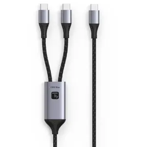 USB cable Techly ICOC MU2C-2C100W USB 2.0 1.5 m 2 x USB C Black Grey