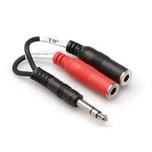 Hosa Technology 1/4" TRS uz 1/4" TSF audio kabelis 6.35mm TRS 2 x 6.35mm TS Melns Sarkans