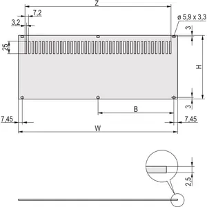 Perforated Back Panel SCHROFF RUECKWAND PERFOR 3HE 28TE - perforated rear panel for 3U, 28TE width