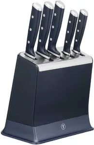 Tefal EverSharp K297S644 5-piece Kitchen Knife Set with Stainless Steel Blades and Integrated Sharpener Block