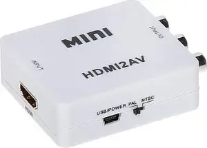 AV-адаптер RCA x3 на HDMI, No name, белый — преобразователь композитного сигнала в HDMI