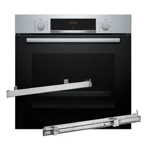 Built-in electric oven Bosch HBA514BS3, 71 L, 7 programs, hydrolytic cleaning, telescopic guides, grill 2700 W, LED display