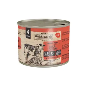 Wet cat food wiejskazagroda Rabbit with Veal 200 g — complete canned food for adult cats, 200 g, protein 10.7%, fat 6.2%