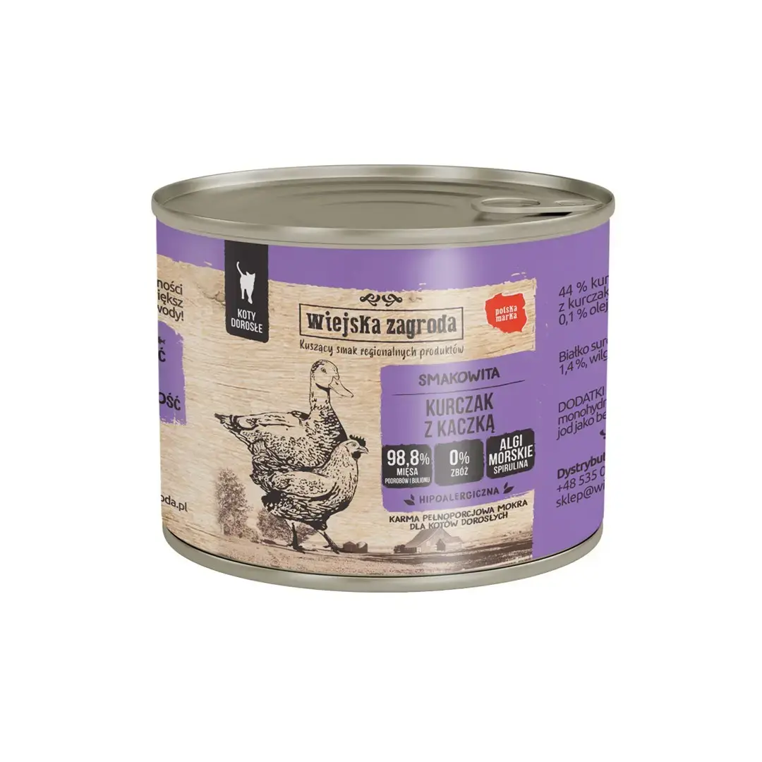 Mitrs kaķu barības wiejskazagroda Chicken with