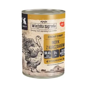 Wet cat food wiejskazagroda Kittens Turkey with Chicken 400 g — junior, grain-free, can