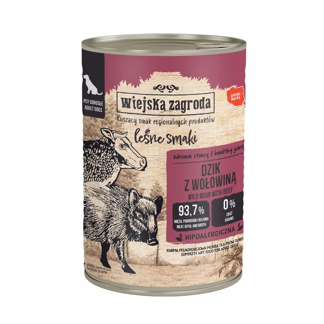 Svaiga barība suņiem wiejskazagroda Wild Boar