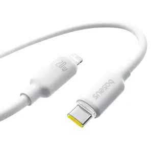 USB‑C uz Lightning kabelis Baseus E0426A05, 2 m, 20W, putots silikons, balts